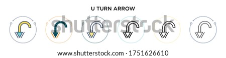 U turn arrow icon in filled, thin line, outline and stroke style. Vector illustration of two colored and black u turn arrow vector icons designs can be used for mobile, ui, web