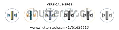Vertical merge icon in filled, thin line, outline and stroke style. Vector illustration of two colored and black vertical merge vector icons designs can be used for mobile, ui, web