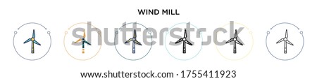 Wind mill icon in filled, thin line, outline and stroke style. Vector illustration of two colored and black wind mill vector icons designs can be used for mobile, ui, web