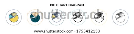 Pie chart diagram icon in filled, thin line, outline and stroke style. Vector illustration of two colored and black pie chart diagram vector icons designs can be used for mobile, ui, web