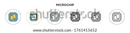 Microchip icon in filled, thin line, outline and stroke style. Vector illustration of two colored and black microchip vector icons designs can be used for mobile, ui, web