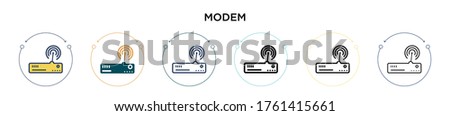 Modem icon in filled, thin line, outline and stroke style. Vector illustration of two colored and black modem vector icons designs can be used for mobile, ui, web