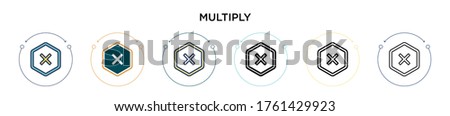 Multiply sign icon in filled, thin line, outline and stroke style. Vector illustration of two colored and black multiply sign vector icons designs can be used for mobile, ui, web