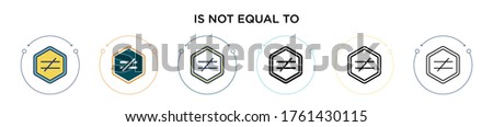 Is not equal to symbol icon in filled, thin line, outline and stroke style. Vector illustration of two colored and black is not equal to symbol vector icons designs can be used for mobile, ui, web