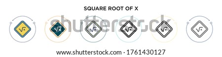Square root of x signs icon in filled, thin line, outline and stroke style. Vector illustration of two colored and black square root of x signs vector icons designs can be used for mobile, ui, web