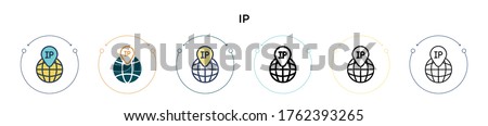 Ip icon in filled, thin line, outline and stroke style. Vector illustration of two colored and black ip vector icons designs can be used for mobile, ui, web