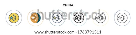 China icon in filled, thin line, outline and stroke style. Vector illustration of two colored and black china vector icons designs can be used for mobile, ui, web