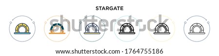 Stargate icon in filled, thin line, outline and stroke style. Vector illustration of two colored and black stargate vector icons designs can be used for mobile, ui, web