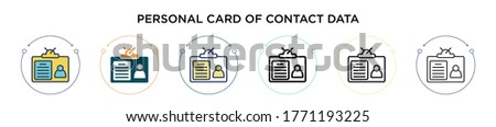 Personal card of contact data icon in filled, thin line, outline and stroke style. Vector illustration of two colored and black personal card of contact data vector icons designs can be used for 