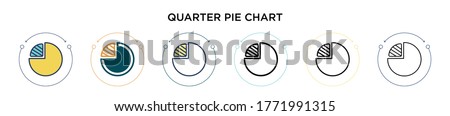 Quarter pie chart icon in filled, thin line, outline and stroke style. Vector illustration of two colored and black quarter pie chart vector icons designs can be used for mobile, ui, web