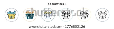 Basket full icon in filled, thin line, outline and stroke style. Vector illustration of two colored and black basket full vector icons designs can be used for mobile, ui, web