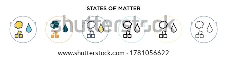 States of matter icon in filled, thin line, outline and stroke style. Vector illustration of two colored and black states of matter vector icons designs can be used for mobile, ui, web