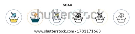 Soak icon in filled, thin line, outline and stroke style. Vector illustration of two colored and black soak vector icons designs can be used for mobile, ui, web