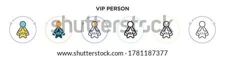 Vip person icon in filled, thin line, outline and stroke style. Vector illustration of two colored and black vip person vector icons designs can be used for mobile, ui, web