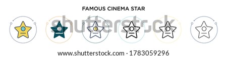 Famous cinema star icon in filled, thin line, outline and stroke style. Vector illustration of two colored and black famous cinema star vector icons designs can be used for mobile, ui, web