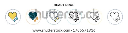 Heart drop icon in filled, thin line, outline and stroke style. Vector illustration of two colored and black heart drop vector icon designs can be used for mobile, ui, web