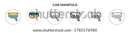 Car manifold icon in filled, thin line, outline and stroke style. Vector illustration of two colored and black car manifold vector icons design can be used for mobile, ui, web