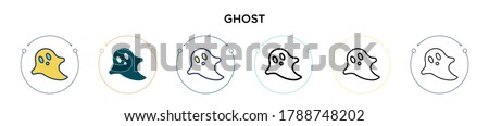 Ghost icon in filled, thin line, outline and stroke style. Vector illustration of two colored and black ghost vector icons designs can be used for mobile, ui, web