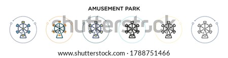 Amusement park icon in filled, thin line, outline and stroke style. Vector illustration of two colored and black amusement park vector icons designs can be used for mobile, ui, web