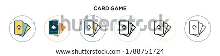 Card game icon in filled, thin line, outline and stroke style. Vector illustration of two colored and black card game vector icons designs can be used for mobile, ui, web