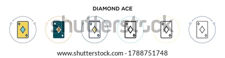 Diamond ace icon in filled, thin line, outline and stroke style. Vector illustration of two colored and black diamond ace vector icons designs can be used for mobile, ui, web