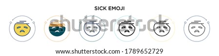Sick emoji icon in filled, thin line, outline and stroke style. Vector illustration of two colored and black sick emoji vector icons designs can be used for mobile, ui, web