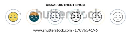 Dissapointment emoji icon in filled, thin line, outline and stroke style. Vector illustration of two colored and black dissapointment emoji vector icons designs can be used for mobile, ui, web