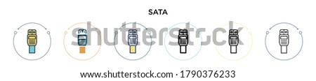 Sata icon in filled, thin line, outline and stroke style. Vector illustration of two colored and black sata vector icons designs can be used for mobile, ui, web