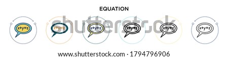 Equation icon in filled, thin line, outline and stroke style. Vector illustration of two colored and black equation vector icons designs can be used for mobile, ui, web
