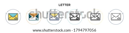 Letter icon in filled, thin line, outline and stroke style. Vector illustration of two colored and black letter vector icons designs can be used for mobile, ui, web