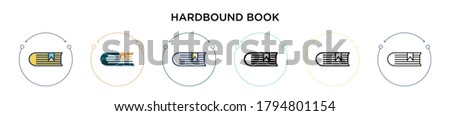 Hardbound book icon in filled, thin line, outline and stroke style. Vector illustration of two colored and black hardbound book vector icons designs can be used for mobile, ui, web
