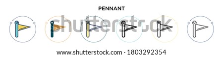 Pennant icon in filled, thin line, outline and stroke style. Vector illustration of two colored and black pennant vector icons designs can be used for mobile, ui, web