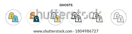 Ghosts icon in filled, thin line, outline and stroke style. Vector illustration of two colored and black ghosts vector icons designs can be used for mobile, ui, web