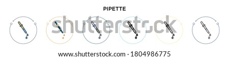 Pipette icon in filled, thin line, outline and stroke style. Vector illustration of two colored and black pipette vector icons designs can be used for mobile, ui, web