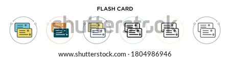 Flash card icon in filled, thin line, outline and stroke style. Vector illustration of two colored and black flash card vector icons designs can be used for mobile, ui, web