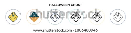Halloween ghost icon in filled, thin line, outline and stroke style. Vector illustration of two colored and black halloween ghost vector icons designs can be used for mobile, ui, web