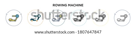 Rowing machine icon in filled, thin line, outline and stroke style. Vector illustration of two colored and black rowing machine vector icons designs can be used for mobile, ui, web