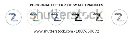 Polygonal letter z of small triangles icon in filled, thin line, outline and stroke style. Vector illustration of two colored and black polygonal letter z of small triangles vector icons designs can 