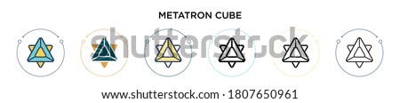 Metatron cube icon in filled, thin line, outline and stroke style. Vector illustration of two colored and black metatron cube vector icons designs can be used for mobile, ui, web