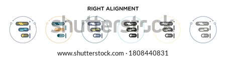Right alignment icon in filled, thin line, outline and stroke style. Vector illustration of two colored and black right alignment vector icons designs can be used for mobile, ui, web