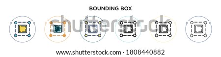 Bounding box icon in filled, thin line, outline and stroke style. Vector illustration of two colored and black bounding box vector icons designs can be used for mobile, ui, web