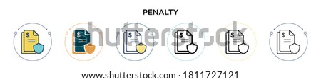Penalty icon in filled, thin line, outline and stroke style. Vector illustration of two colored and black penalty vector icons designs can be used for mobile, ui, web