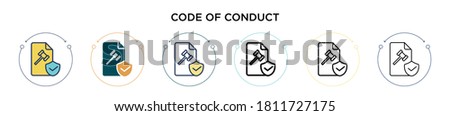 Code of conduct icon in filled, thin line, outline and stroke style. Vector illustration of two colored and black code of conduct vector icons designs can be used for mobile, ui, web
