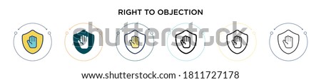 Right to objection icon in filled, thin line, outline and stroke style. Vector illustration of two colored and black right to objection vector icons designs can be used for mobile, ui, web