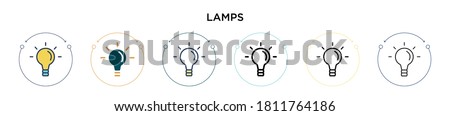 Lamps icon in filled, thin line, outline and stroke style. Vector illustration of two colored and black lamps vector icons designs can be used for mobile, ui, web