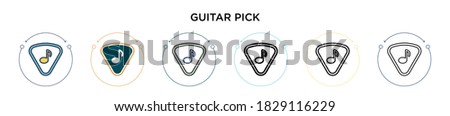 Guitar pick icon in filled, thin line, outline and stroke style. Vector illustration of two colored and black guitar pick vector icons designs can be used for mobile, ui, web