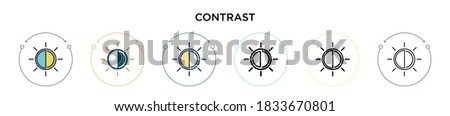 Contrast icon in filled, thin line, outline and stroke style. Vector illustration of two colored and black contrast vector icons designs can be used for mobile, ui, web