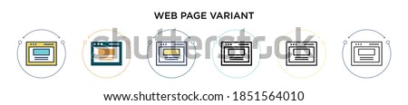 Web page variant icon in filled, thin line, outline and stroke style. Vector illustration of two colored and black web page variant vector icons designs can be used for mobile, ui, web