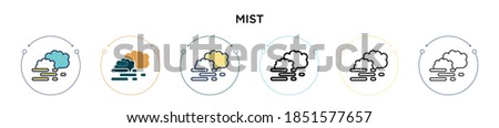 Mist icon in filled, thin line, outline and stroke style. Vector illustration of two colored and black mist vector icons designs can be used for mobile, ui, web