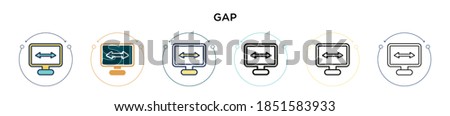 Gap icon in filled, thin line, outline and stroke style. Vector illustration of two colored and black gap vector icons designs can be used for mobile, ui, web